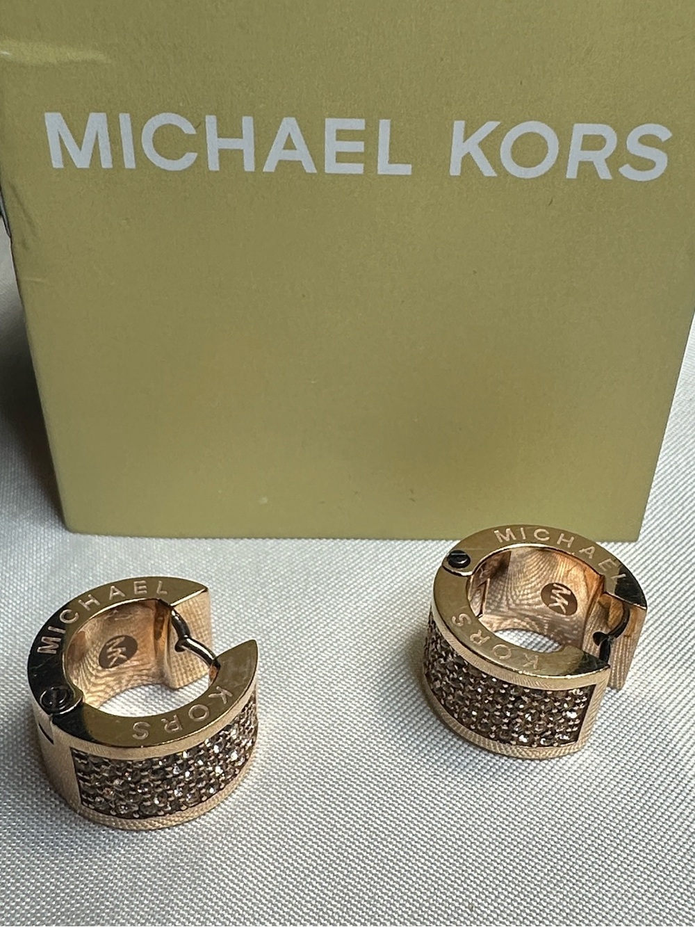 Michael Kors Rose Gold Pavé Huggie Earrings